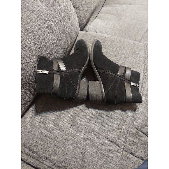 Bjorndal Karla Black Suede Leather Ankle Boots Anti-slip Zip Woman's Size 8.5 - Picture 6 of 11